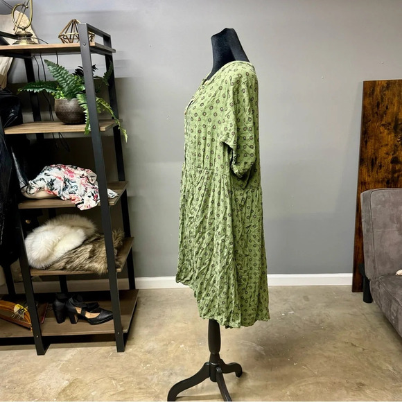 Torrid green button front fit n flare dress womens 2XL linen feel summer - Picture 3 of 8